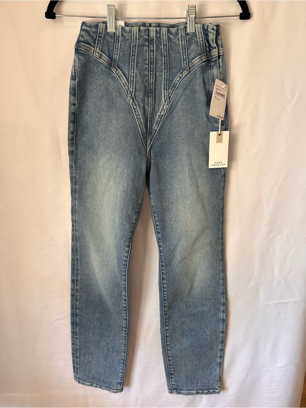 Good American V-Waist Light Blue Denim Jeans NWT